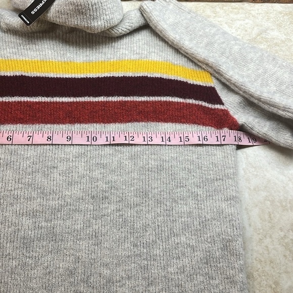 Express Women’s Knit Sweater Mini Dress Striped Turtleneck Soft Long Size XS - Picture 6 of 12